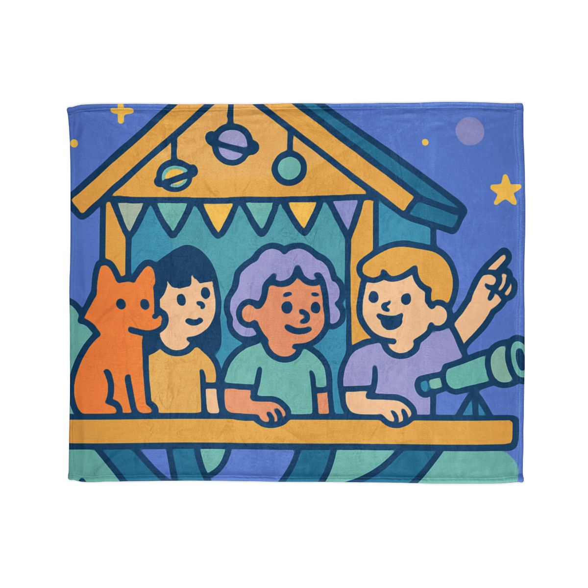Galaxy Treehouse Explorers personalized cozy blankets