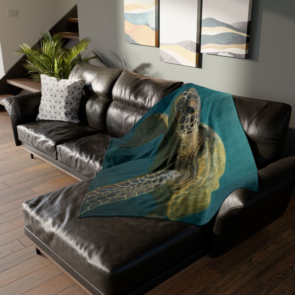 Glasswater Drift Green Sea Turtle warm winter blankets