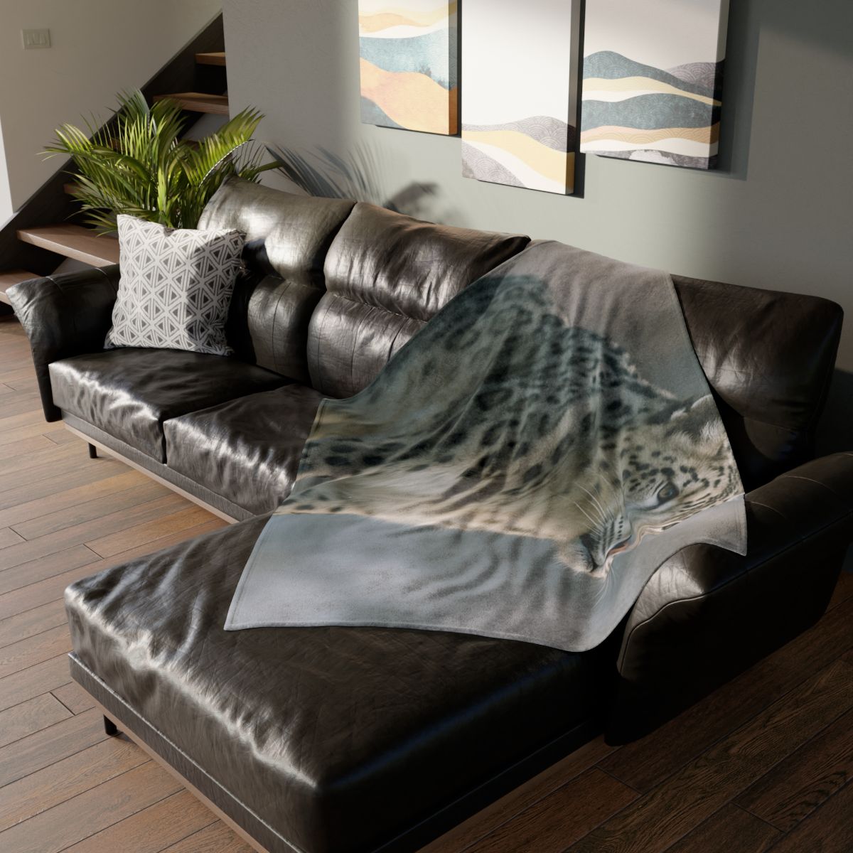 Cliff Phantom Snow Leopard designer printed blankets