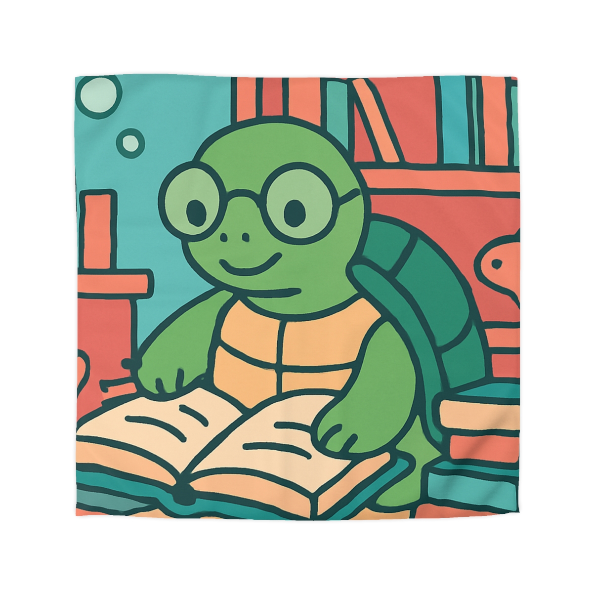 Underwater Library With Bookish Turtle designer printed duvets