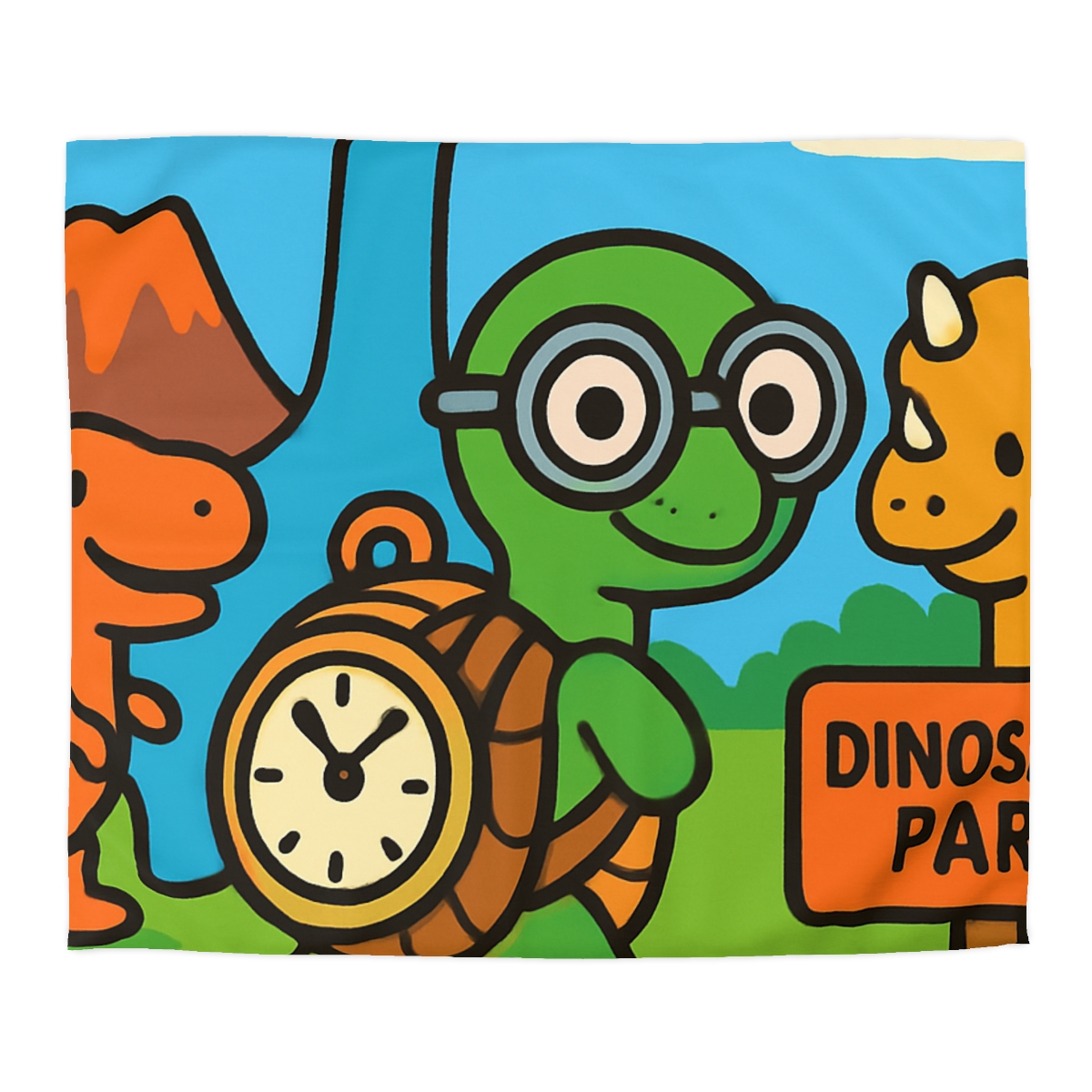 Time Traveling Turtle At The Dino Park designer printed duvets