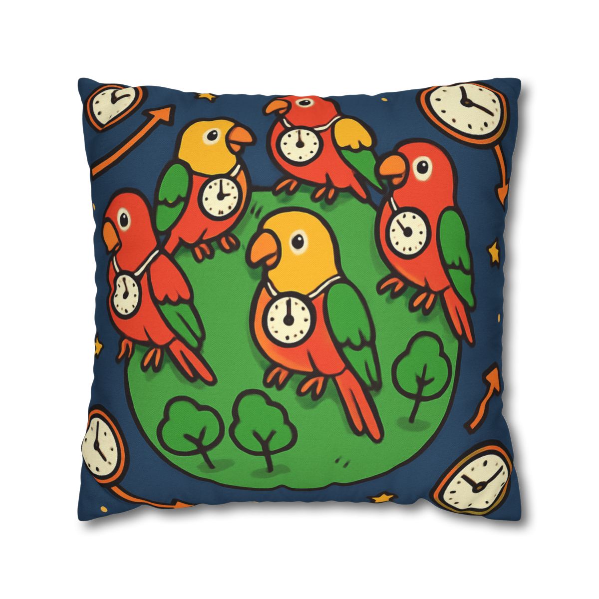 Time Traveling Parrot Planet designer print pillow cases