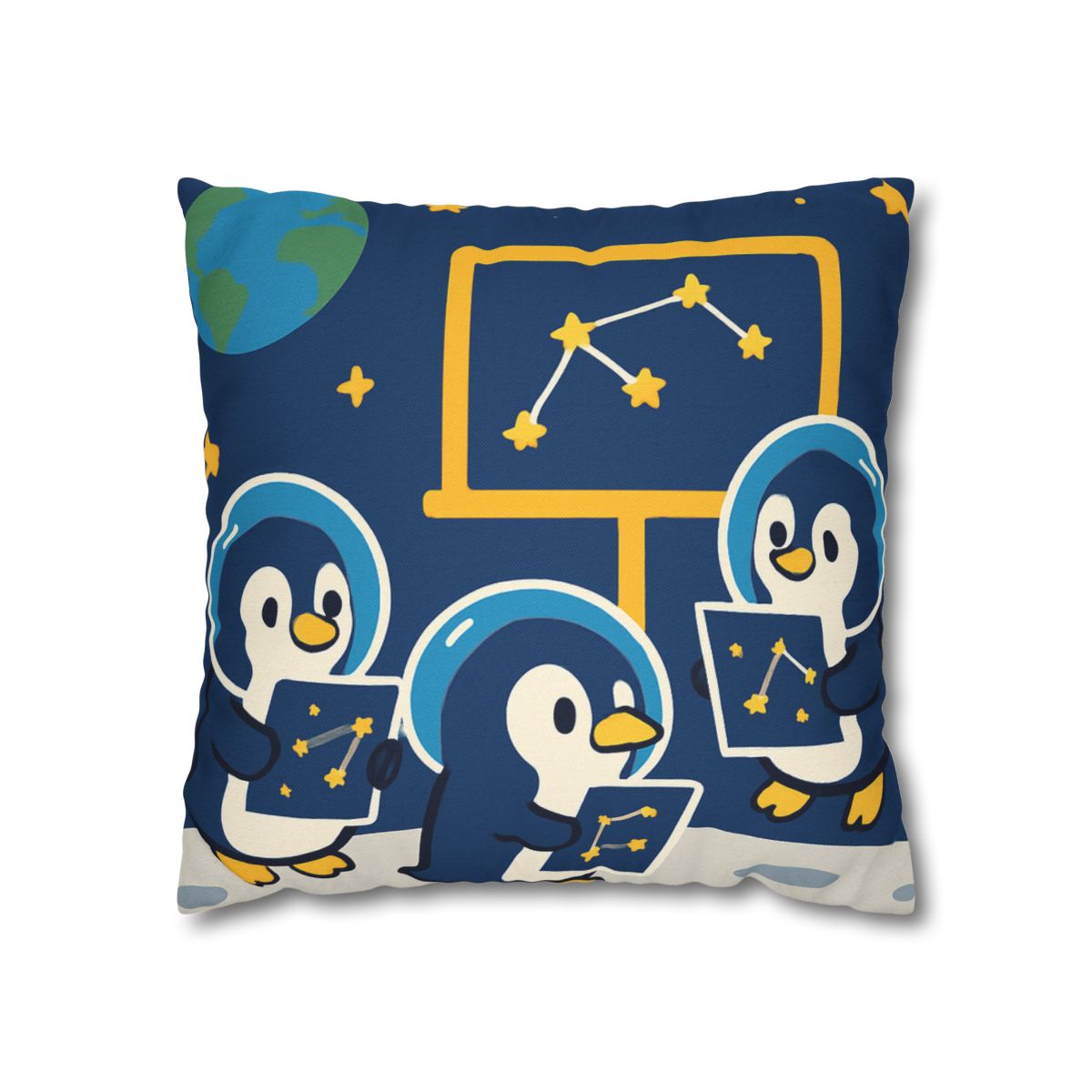 Space School For Curious Penguins personalized pillow covers