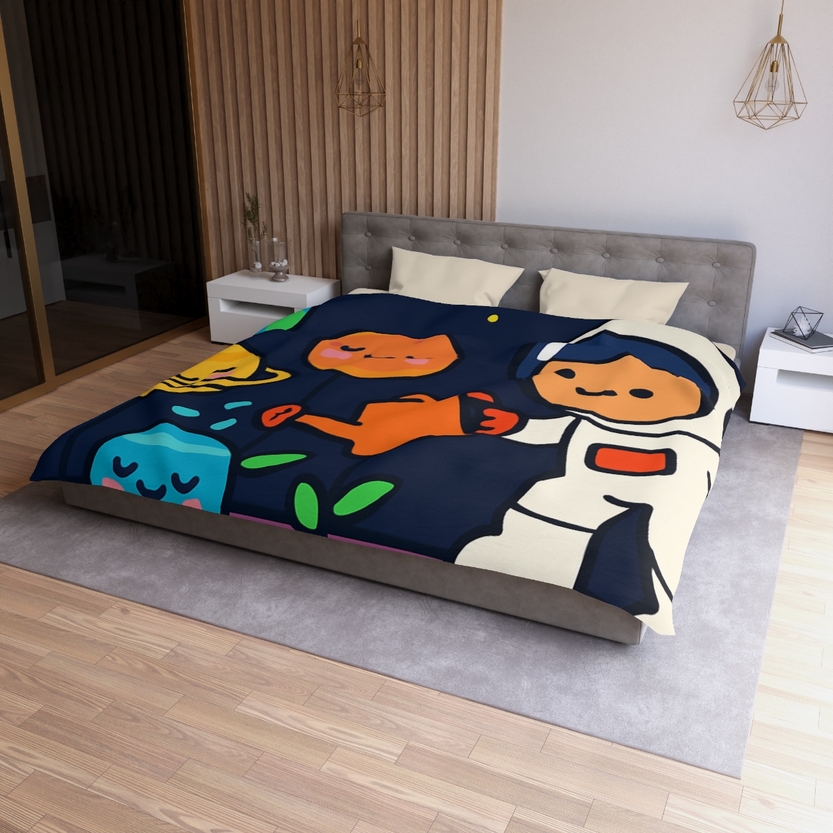 Galaxy Garden Of Friendly Planets unique patterned duvets