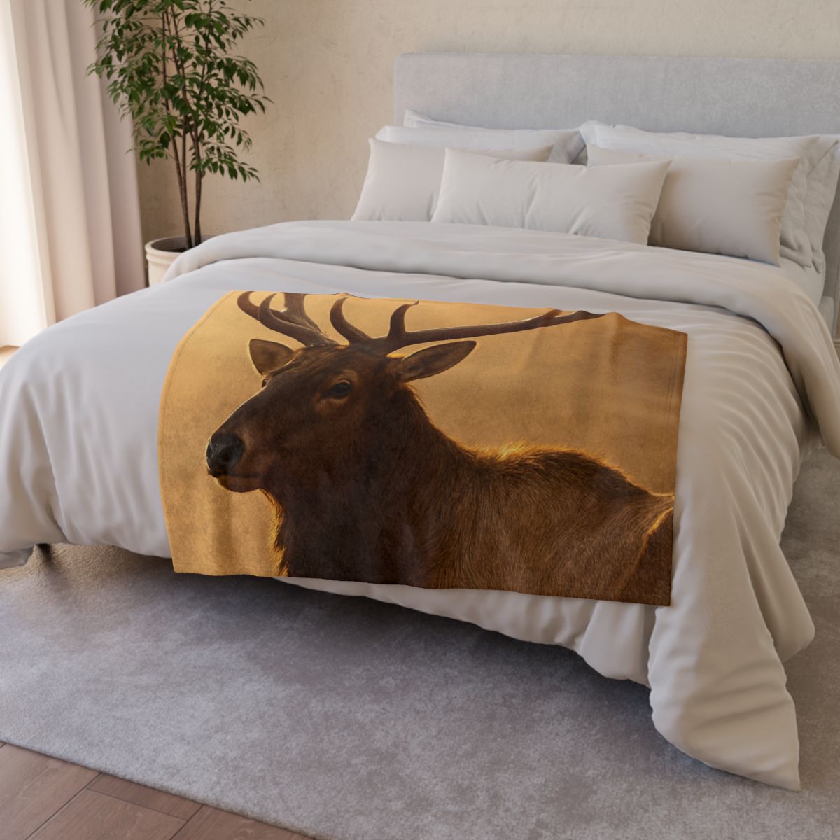 Antler Crown Mountain Elk personalized cozy blankets