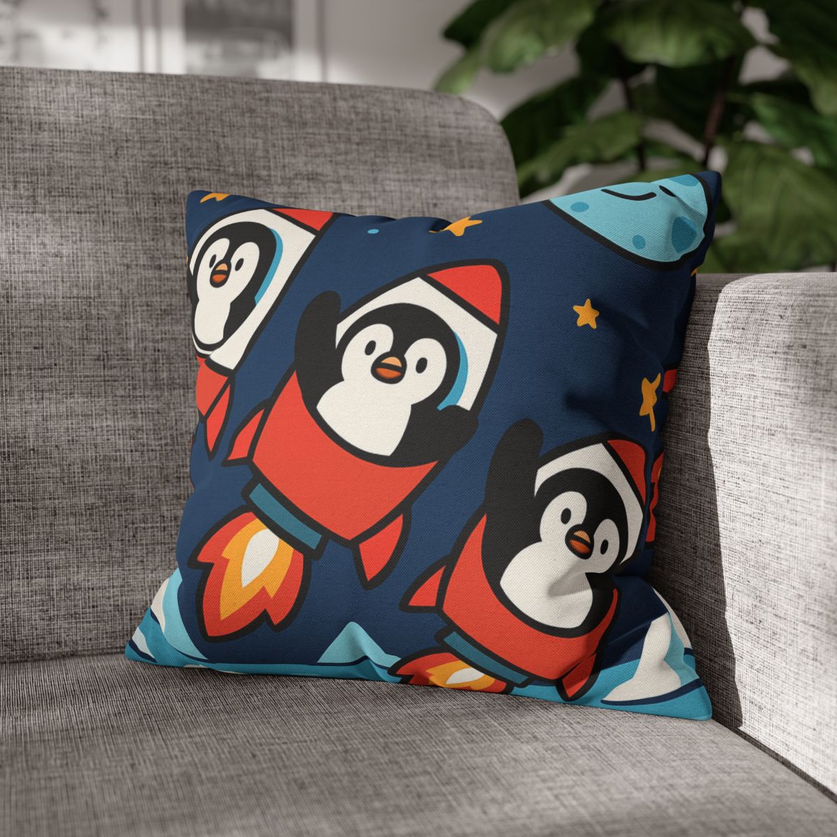 Rocket Penguin Crew soft cotton pillow cases