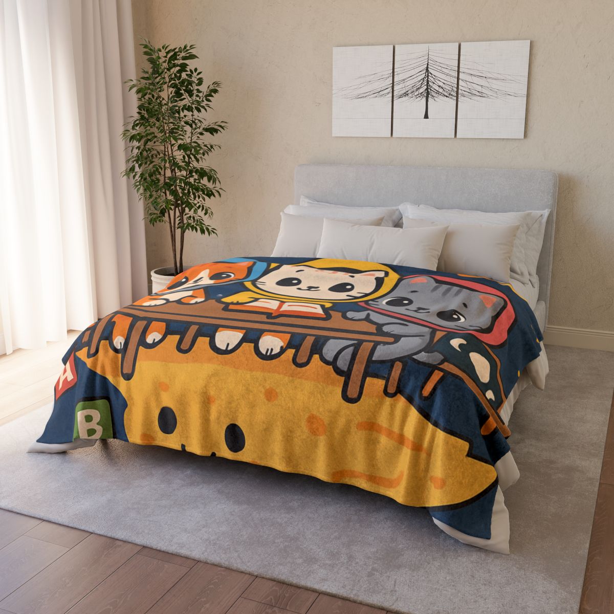 Comet Classroom With Curious Kittens unique gift blanketscustom blankets