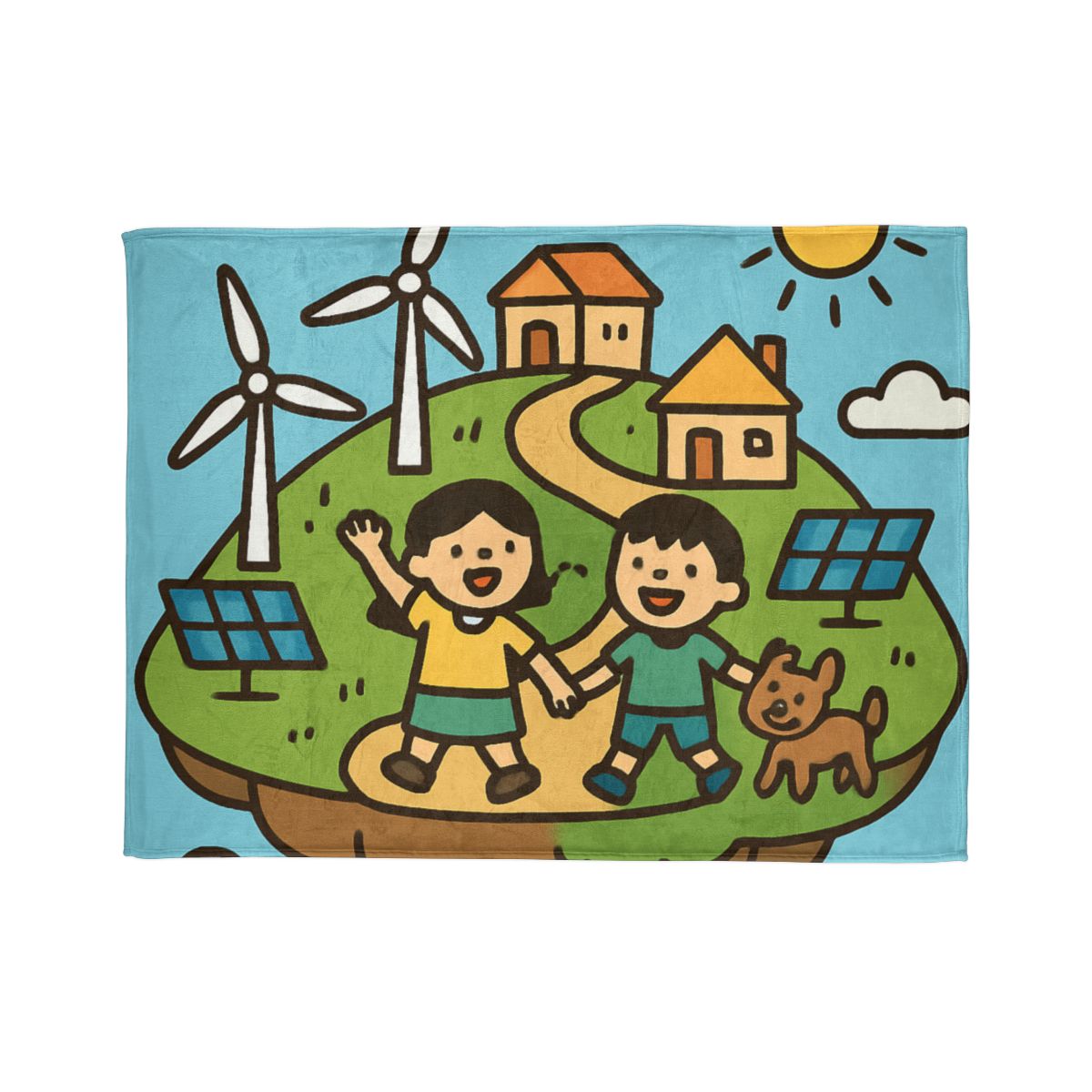 Floating Eco City Sky Island personalized cozy blankets