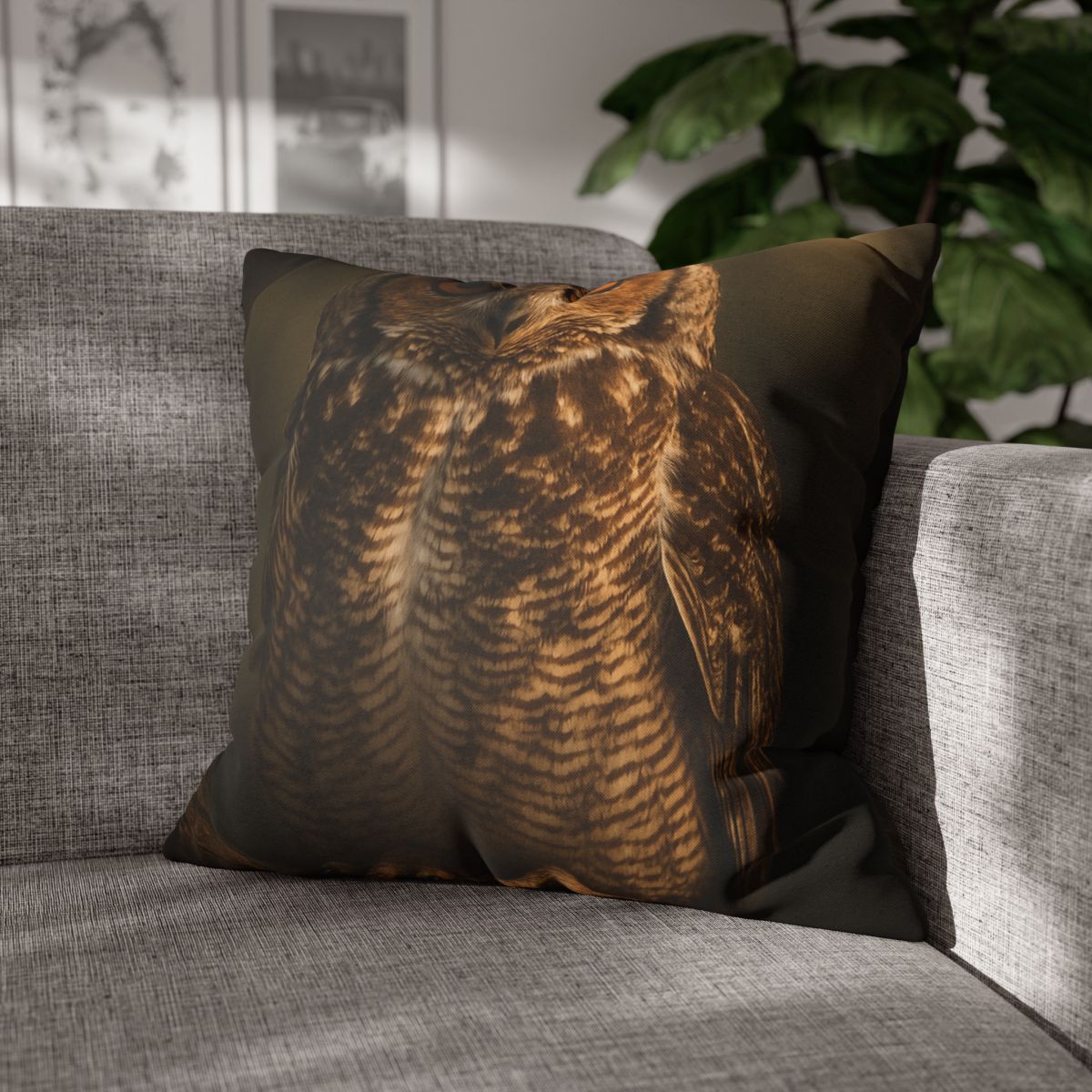 Nebula Gaze Great Horned Owl designer print pillow cases