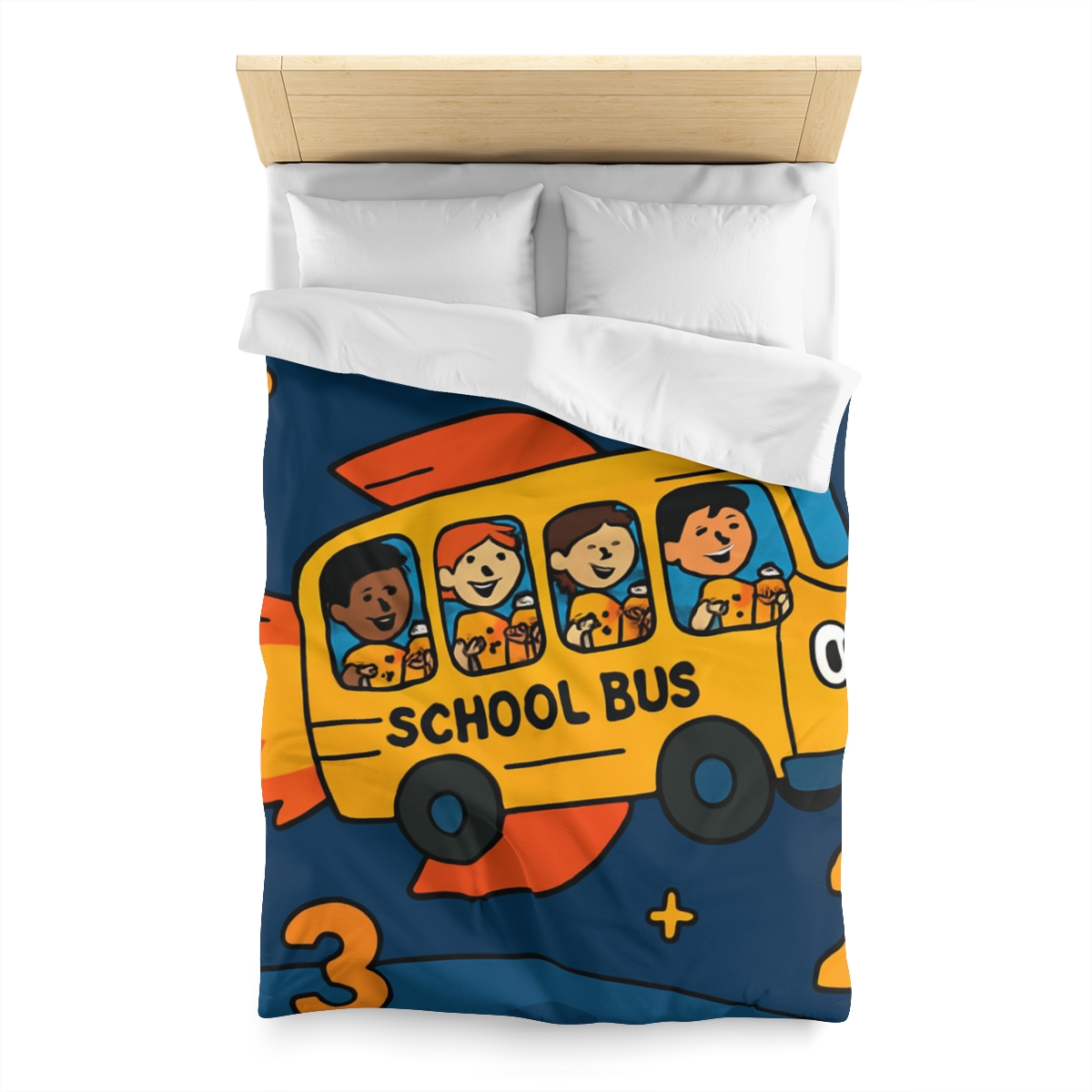Rocket School Bus To Planet Math personalized bedding duvets