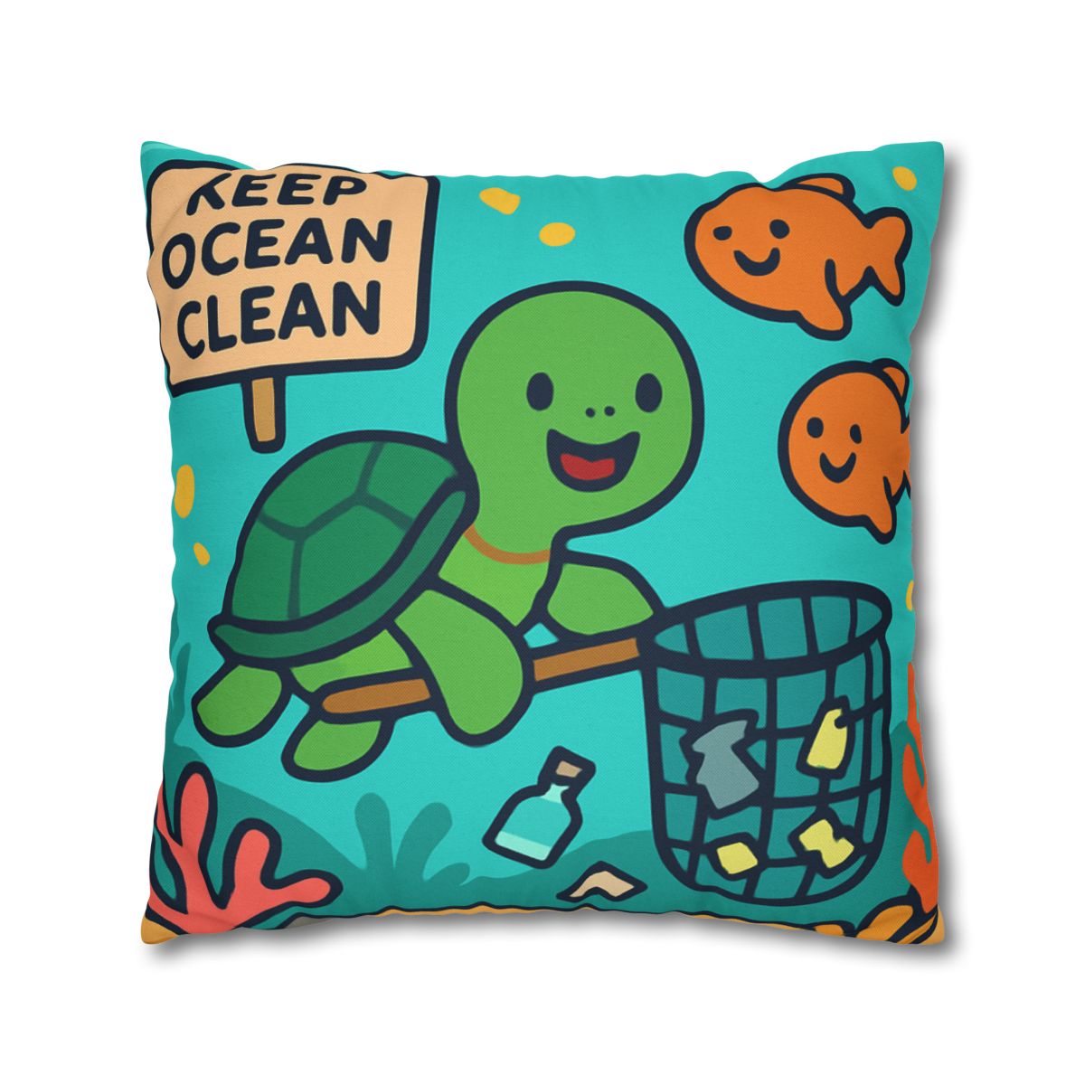 Coral Reef Clean Up Crew soft cotton pillow cases