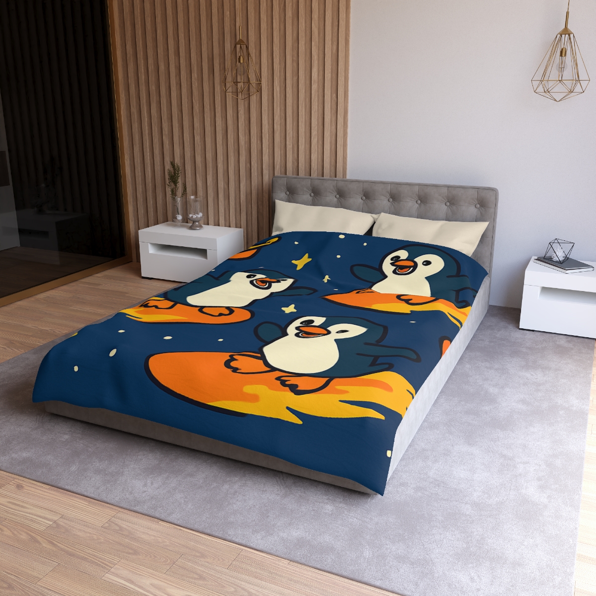 Comet Surfing Penguin Patrol trendy bedroom duvets