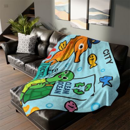 Coral City Recycling Parade With Captain Seahorse trendy patterned blankets