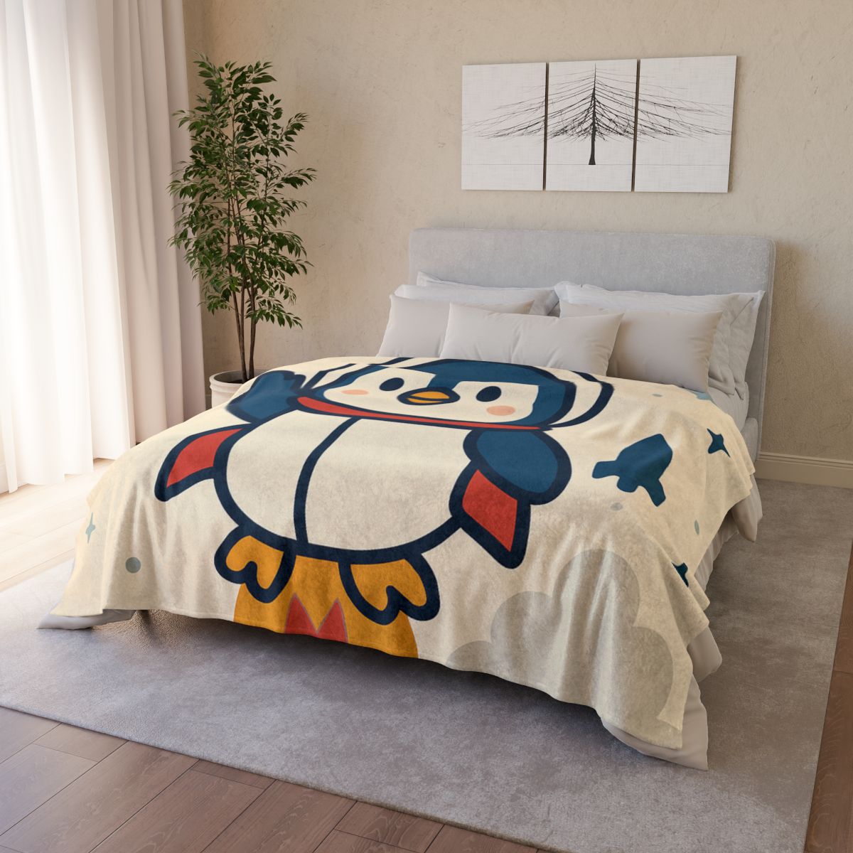 Rocket-Pilot Penguin trendy patterned blankets