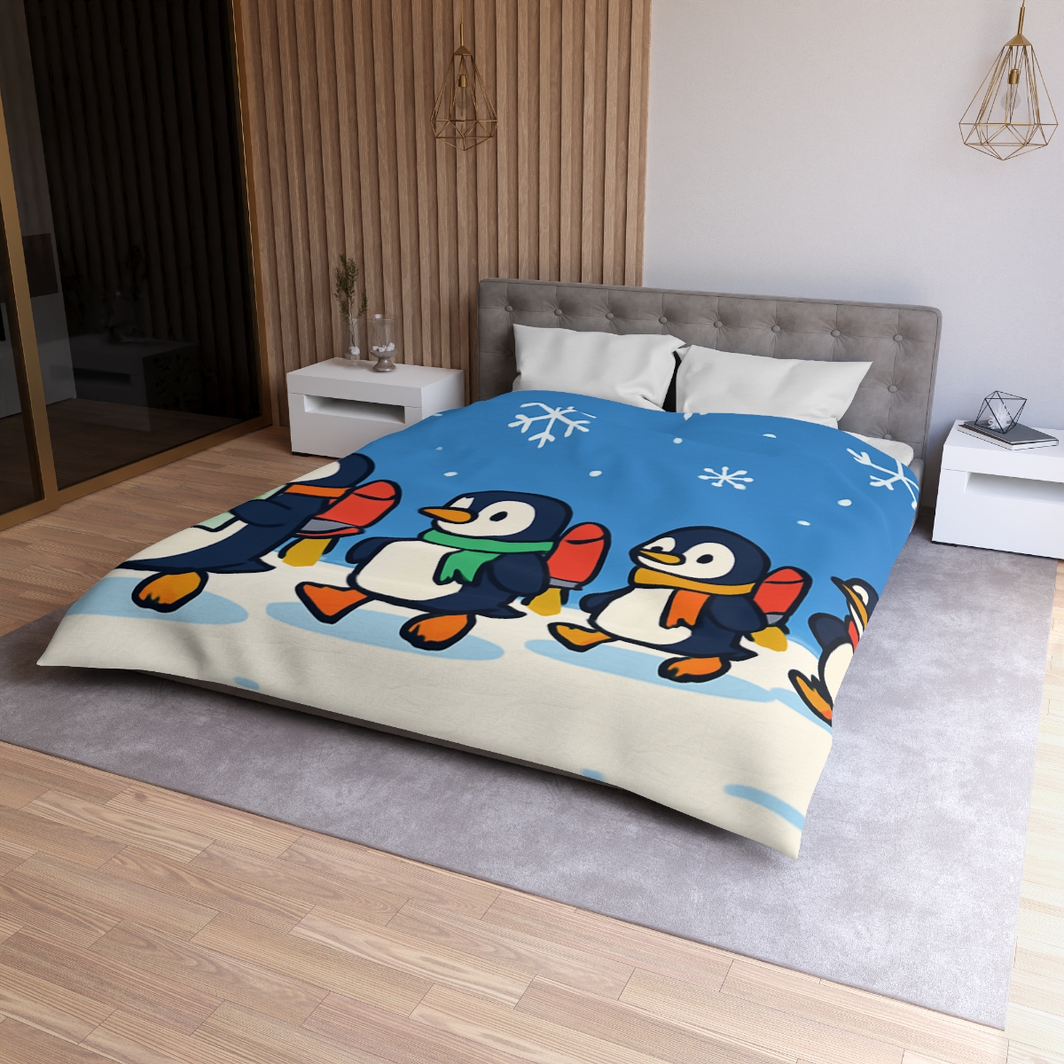 Rocket Penguin Parade trendy bedroom duvets