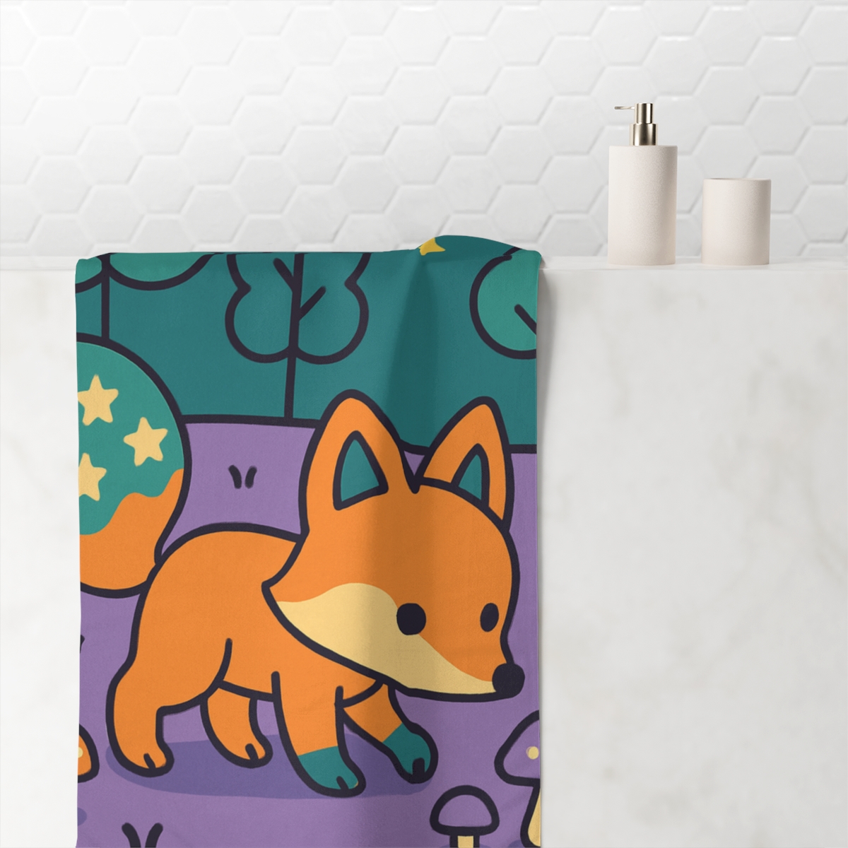 Cosmic Forest Fox unique gift towels