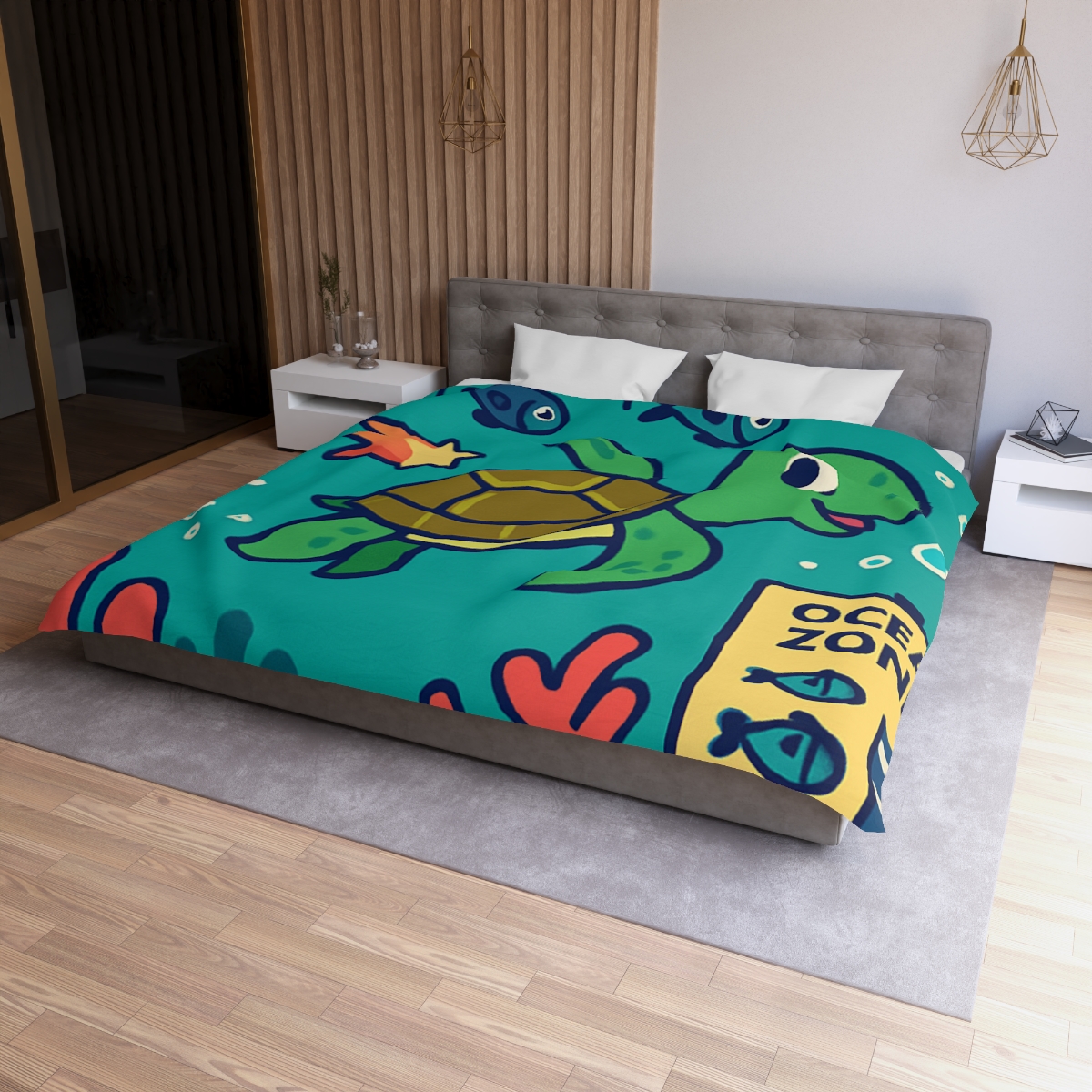 Coral Comet Turtle Parade unique patterned duvets