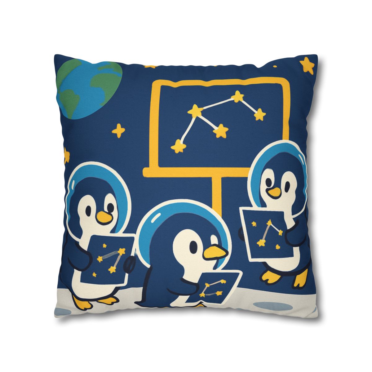 Space School For Curious Penguins personalized pillow covers