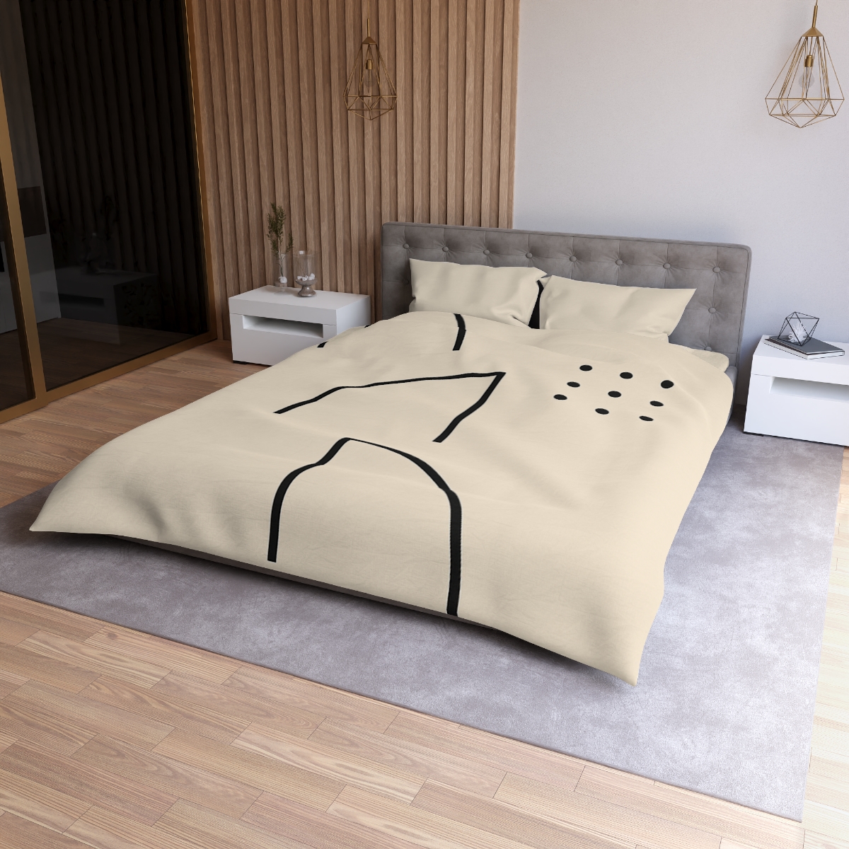 Triad Arc Window Grid designer printed duvets