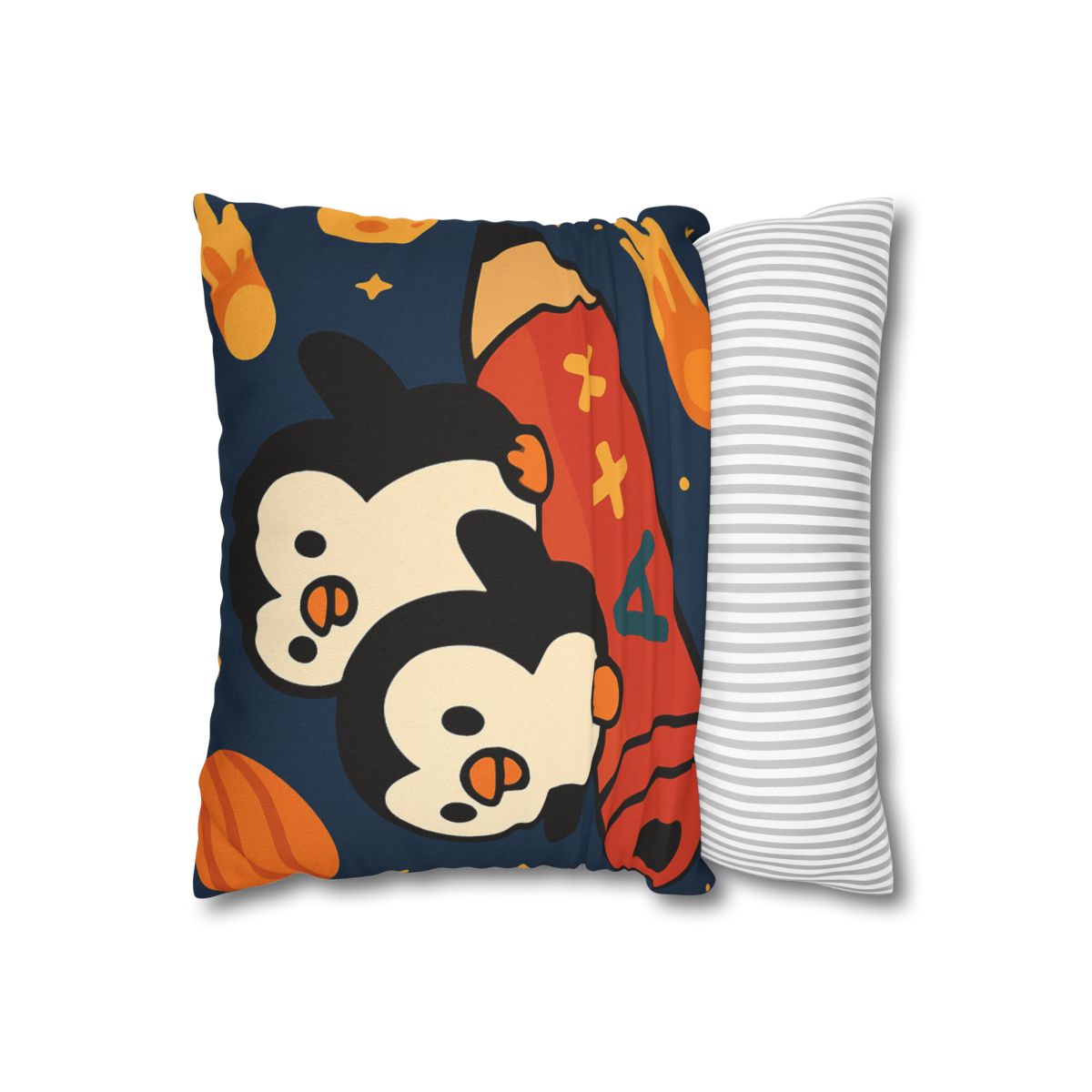 Rocket Riding Penguin Explorers trendy patterned pillow cases