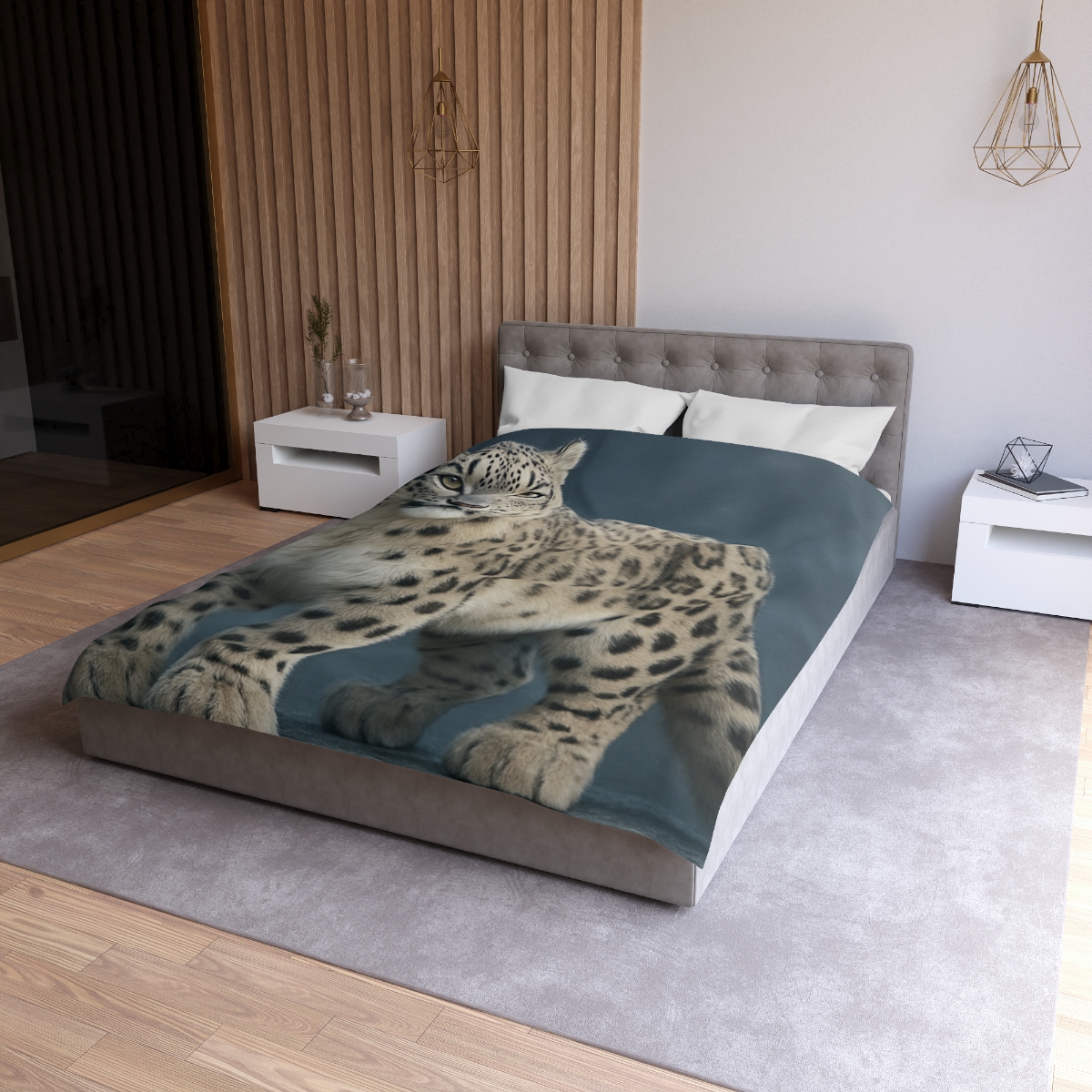 Aurora Gaze Snow Leopard personalized bedding duvets