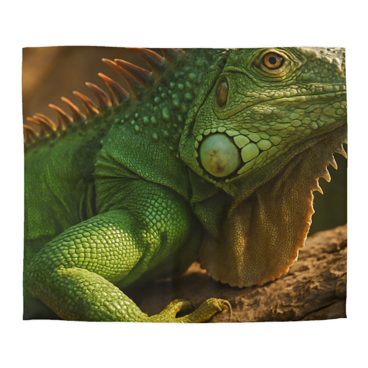 Sunlit Perch Green Iguana custom duvets
