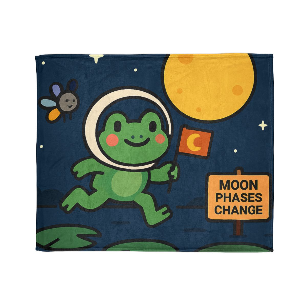 Moonlight Marsh Frog Astronaut trendy patterned blankets