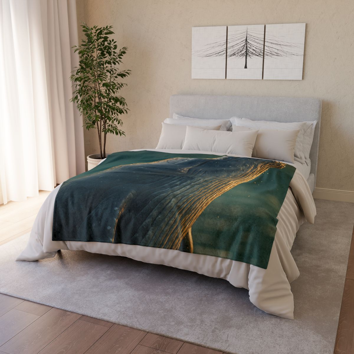 Silver Surge Humpback Whale soft fleece blankets