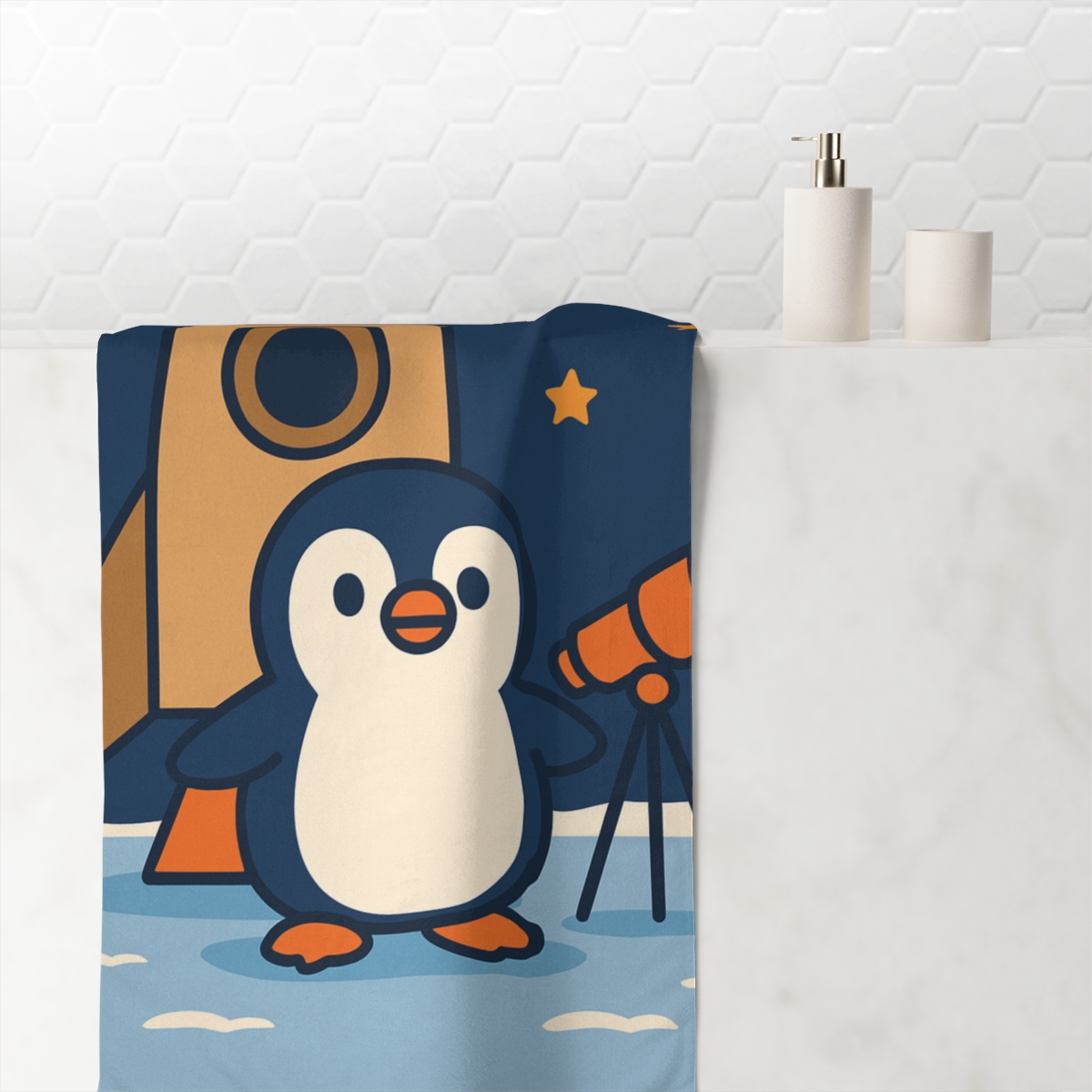 Galaxy Explorer Penguin decorative home towels
