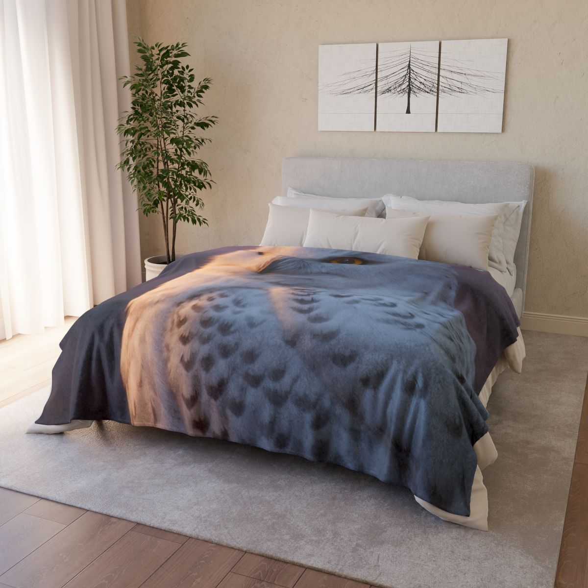 Twilight Watcher Snowy Owl designer printed blankets