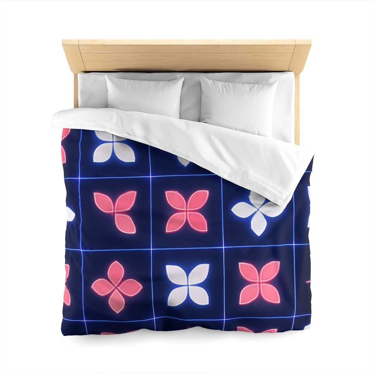 Quantum Blossom Grid designer printed duvets
