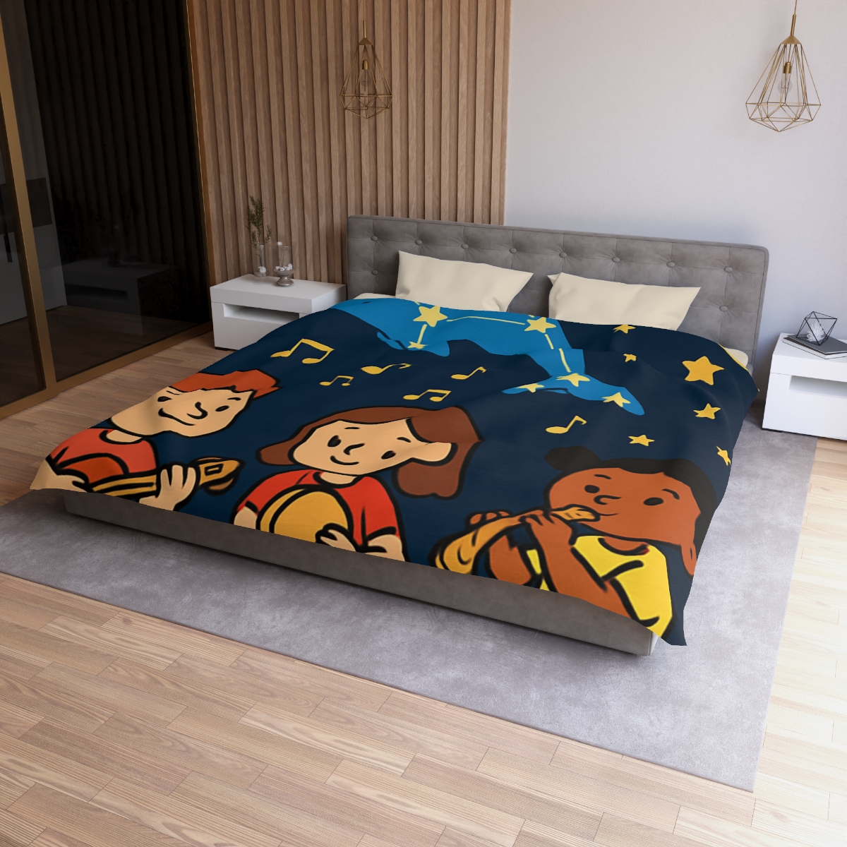 Starlight Orchestra Of The Dolphin Constellation unique patterned duvets