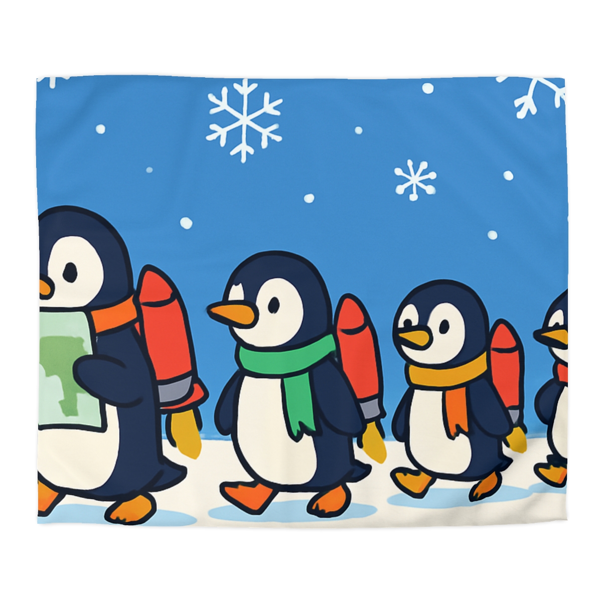 Rocket Penguin Parade trendy bedroom duvets