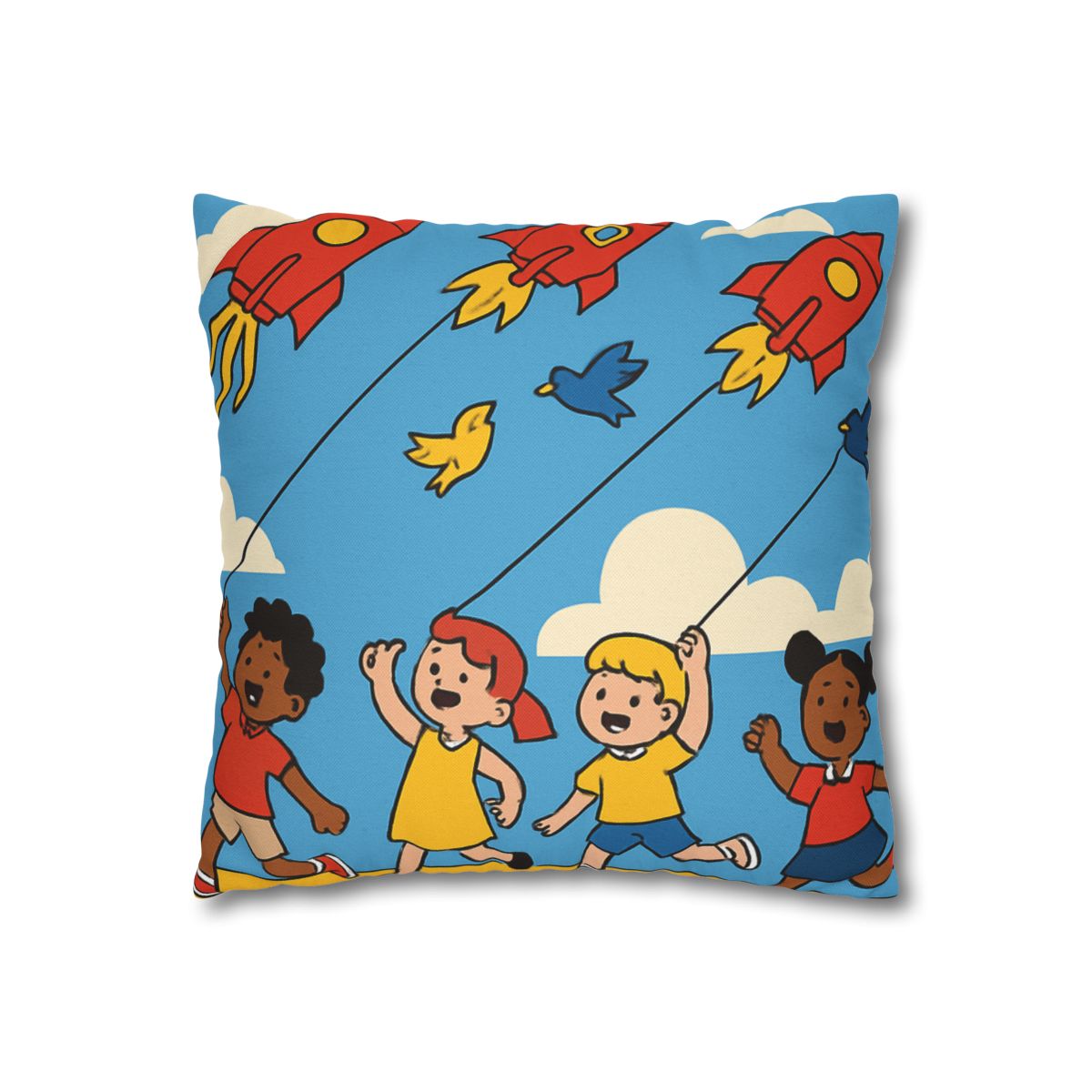 Rocket Kite Race designer print pillow cases