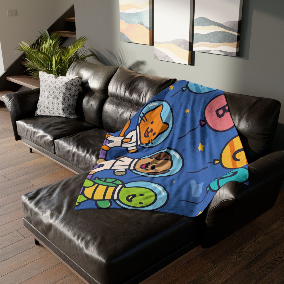Planet Parade Of The Animal Astronauts soft fleece blankets
