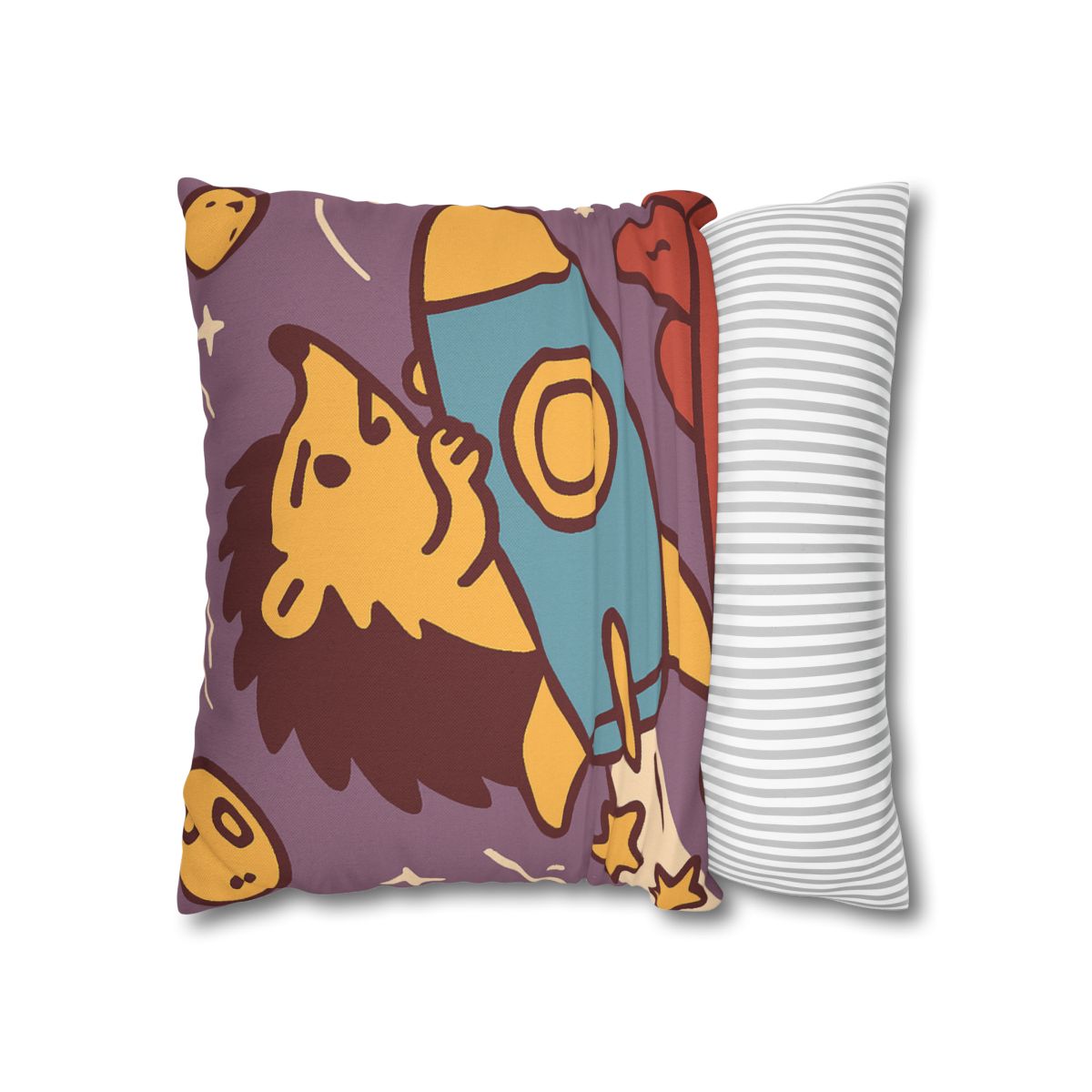 Rocket-Riding Hedgehog designer print pillow cases