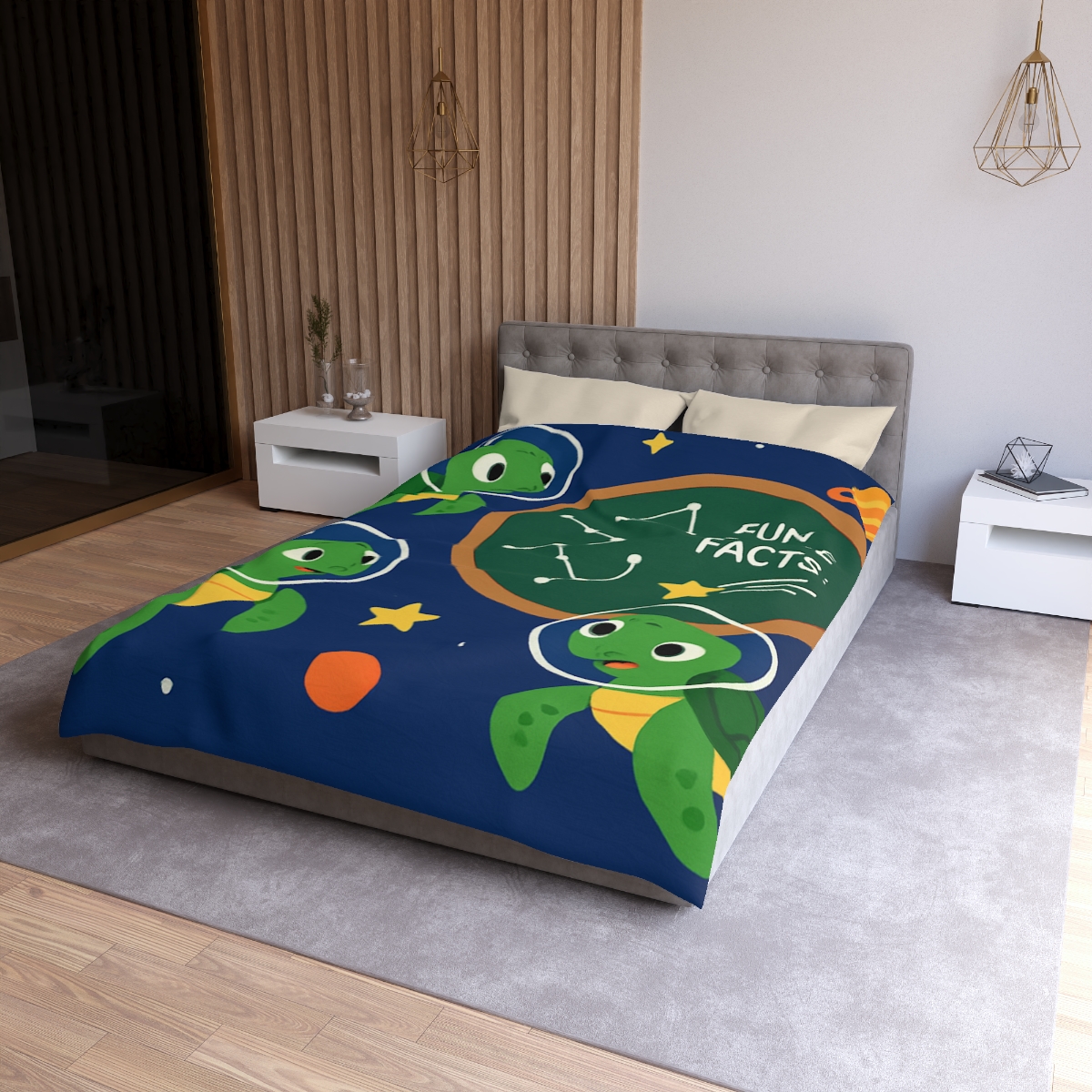 Space School Of Curious Sea Turtles soft comforter duvets