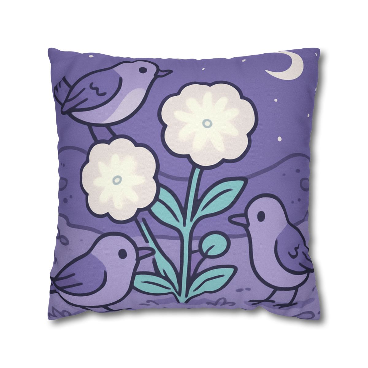 Moon Garden Nightingales designer print pillow cases