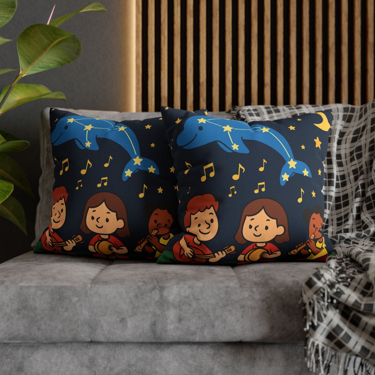 Starlight Orchestra Of The Dolphin Constellation designer print pillow cases