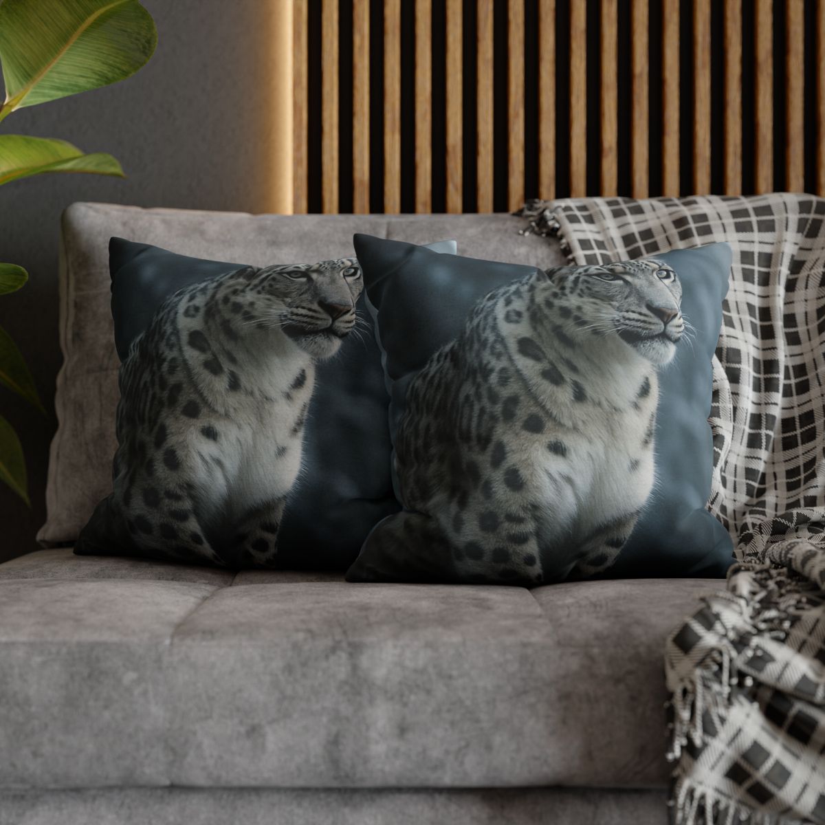 Crest Of Silence Snow Leopard soft cotton pillow cases