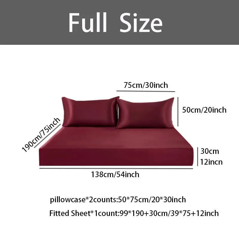2/3 Piece Solid Color Bedding Set, Cool Silk Smooth Breathable, Soft Comfort Skin-Friendly, Mattress Protector, Silky Fitted Sheet, Gift for Him or Her, Silky Bedding Sheets, Fitted Sheet #GLOBAL PICKS
