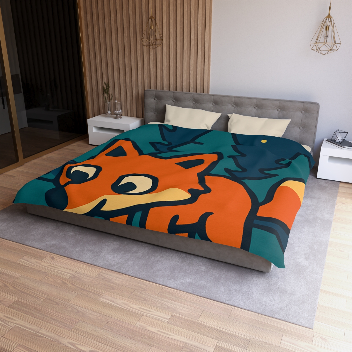 Starlight Forest Fox personalized bedding duvets