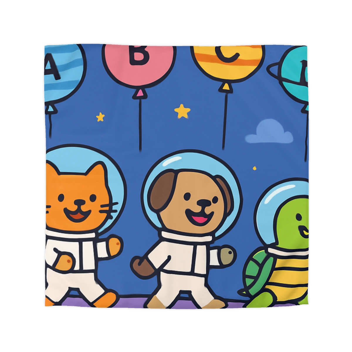 Planet Parade Of The Animal Astronauts designer printed duvets