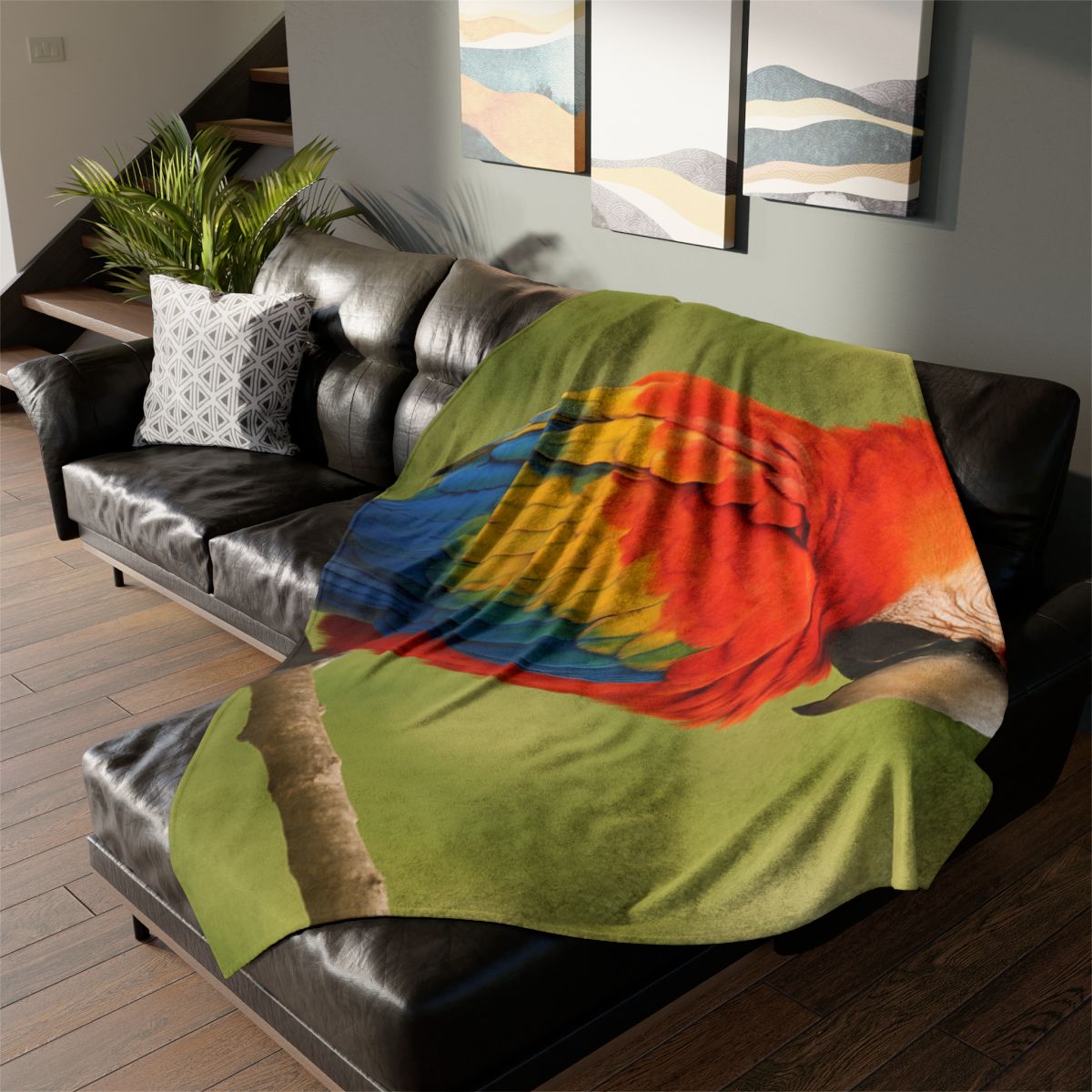 Crimson Cascade Scarlet Macaw unique gift blanketscustom blankets