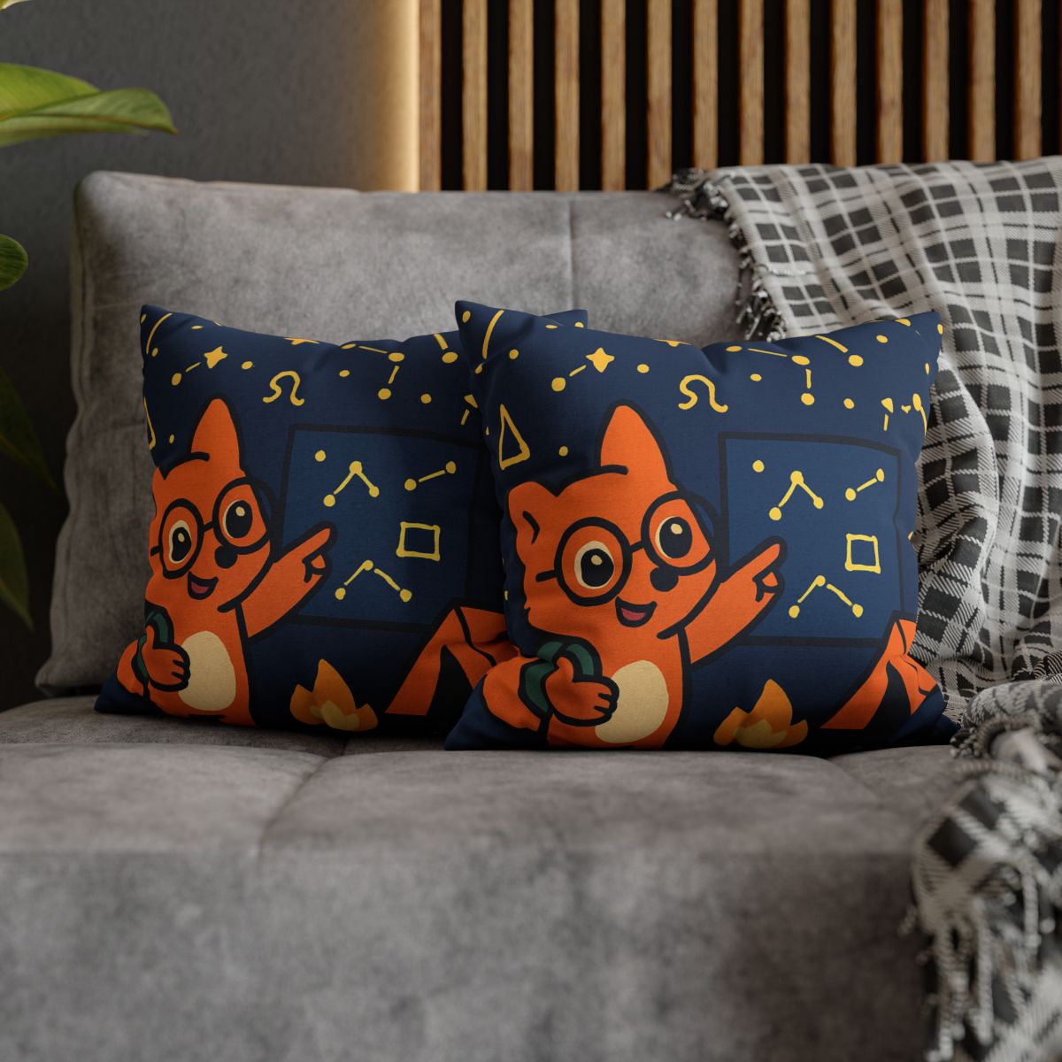 Constellation Camping With Fox Astronomer unique gift pillow cases