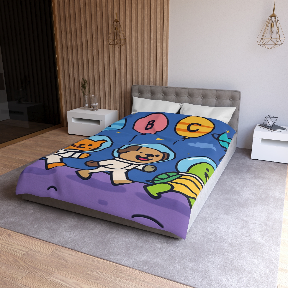 Planet Parade Of The Animal Astronauts designer printed duvets