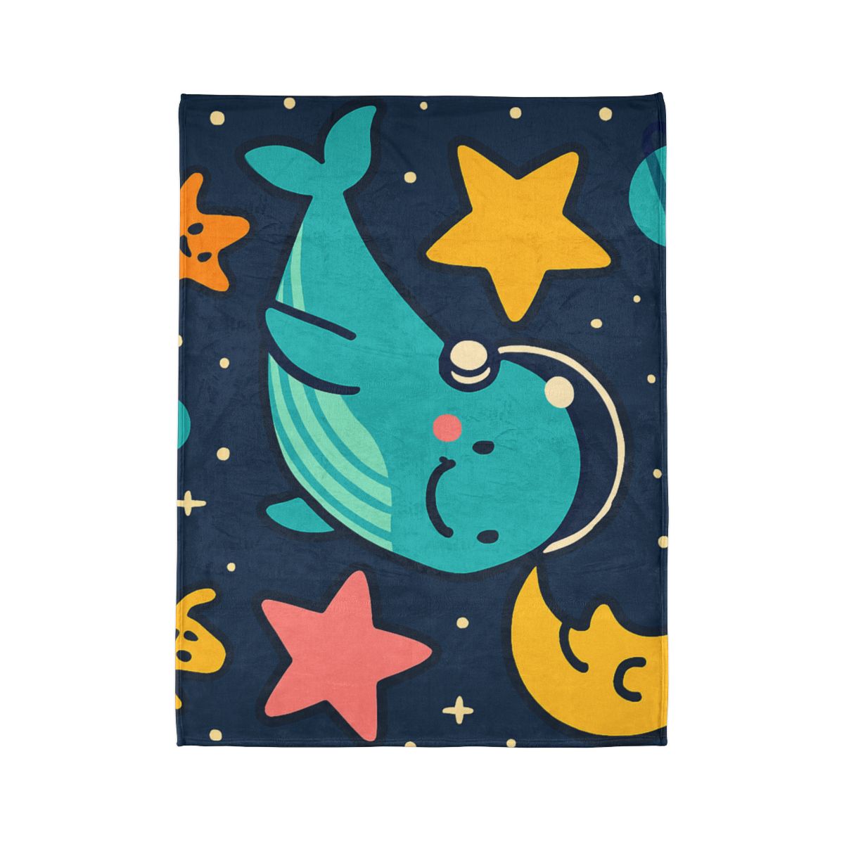 Starship Space Whale Adventure soft fleece blankets