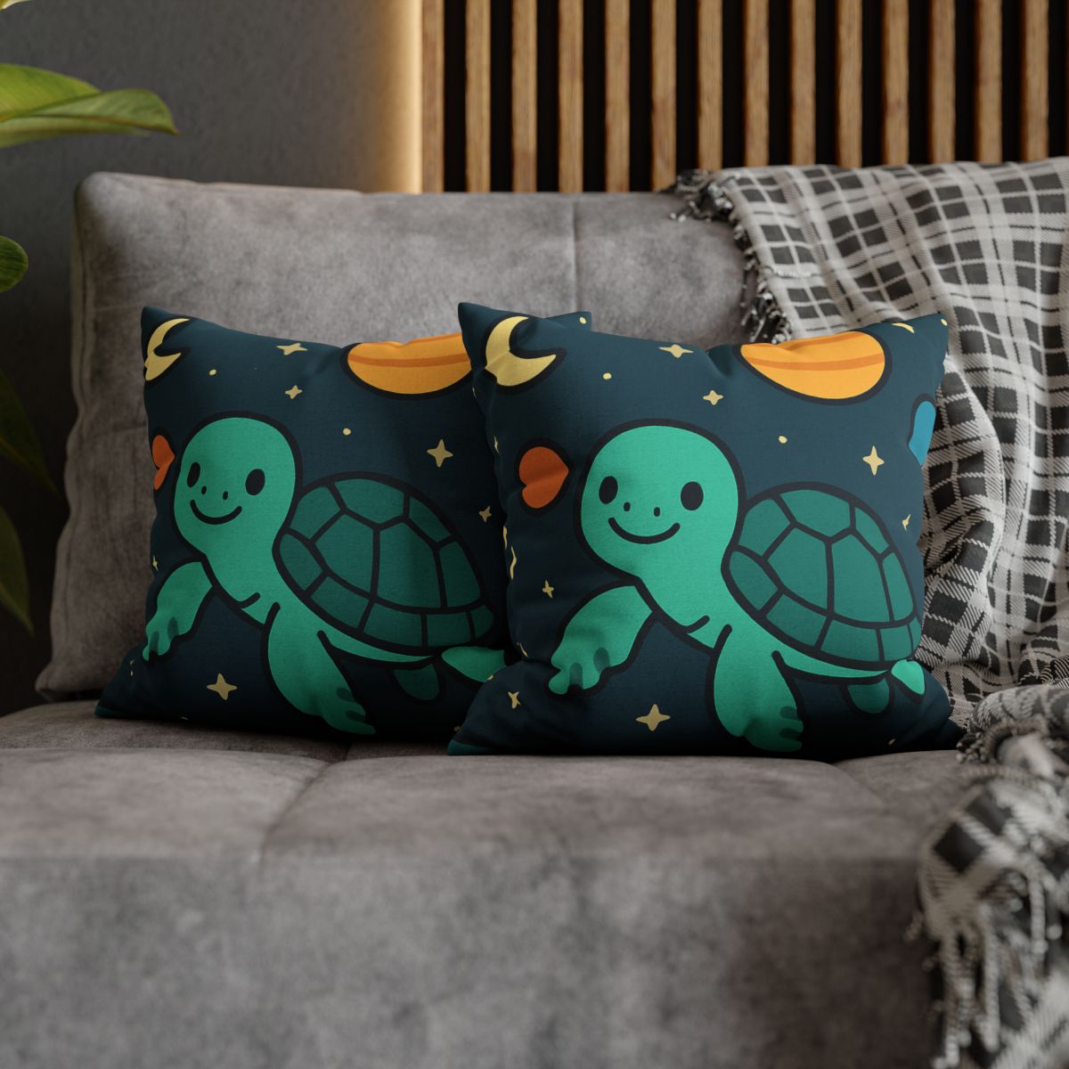 Starlit Space Turtle designer print pillow cases