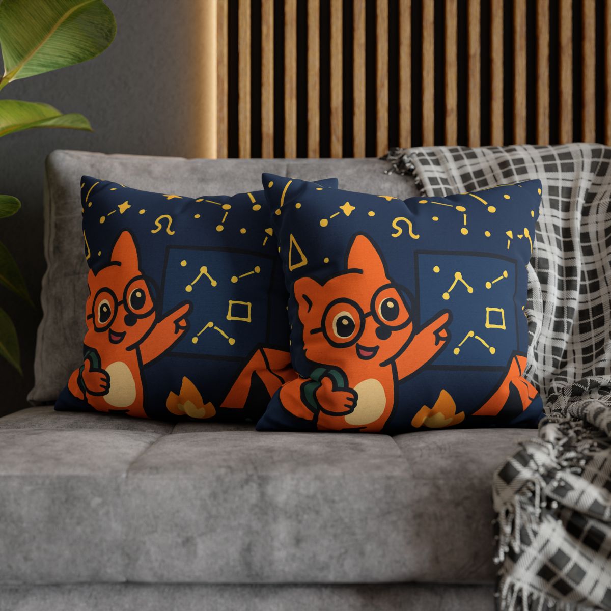 Constellation Camping With Fox Astronomer unique gift pillow cases