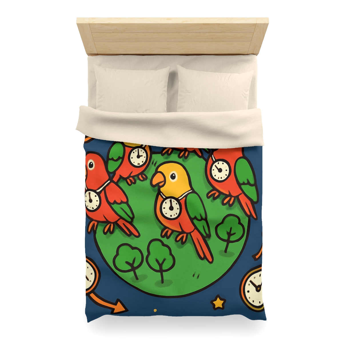 Time Traveling Parrot Planet personalized bedding duvets